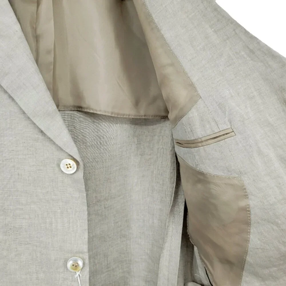 NEW Ermenegildo Zegna Sportcoat Jacket! US 44 e 54  Linen Taupe  Casual Luxury